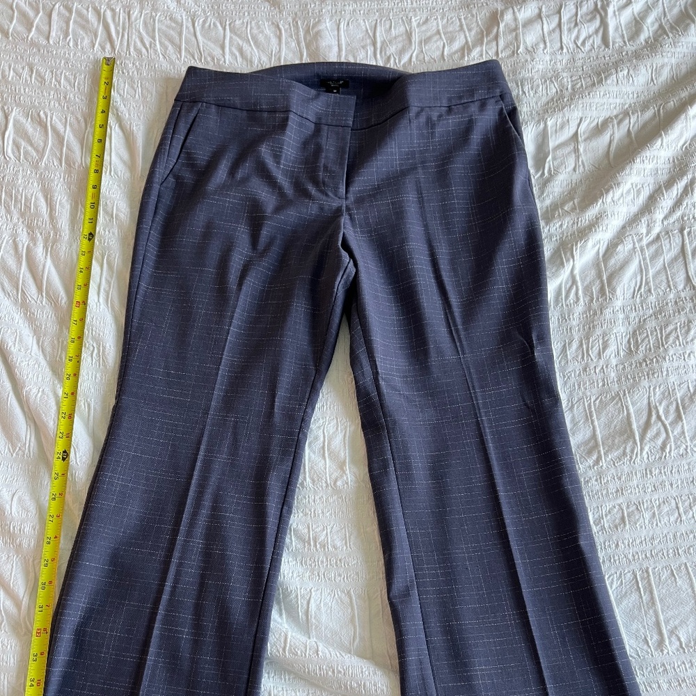 Ann Taylor Factory Trousers Suit Pants Petite Curvy 14 Blue Patterned